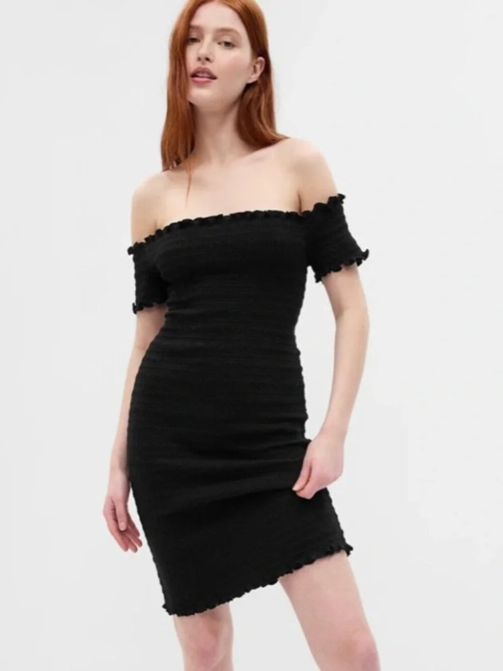 Gap Off-Shoulder Smocked Mini Dress Size L